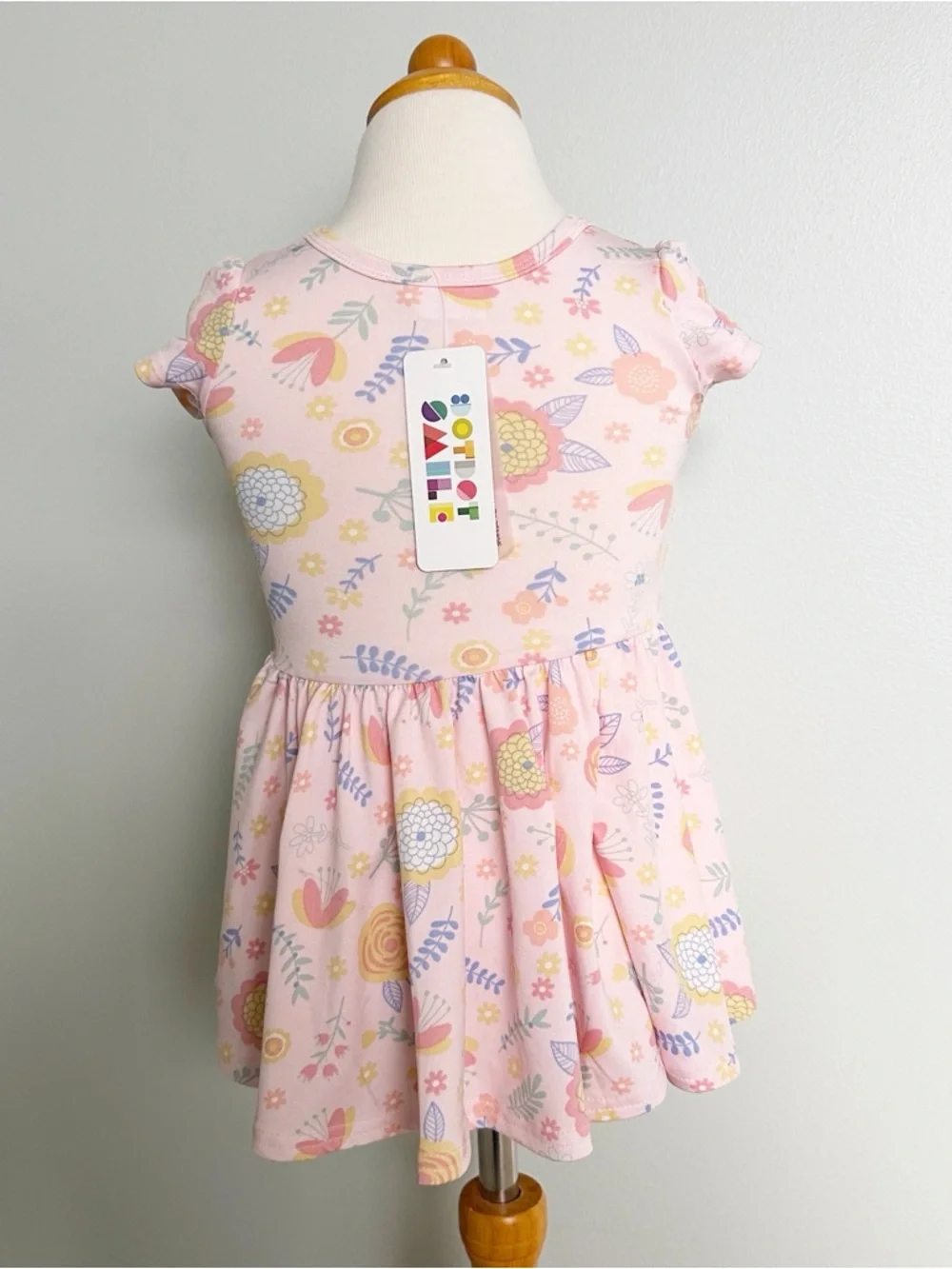 Dot Dot Smile :D Pink Floral Hydrangea Classic Cap Sleeve Twirl Dress